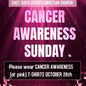 Cancer Awareness Sunday October 26th - wear your t-shirt!
