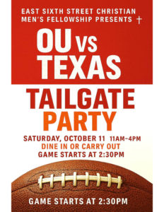 OU vs Texas Tailgate Party Saturday Oct 11