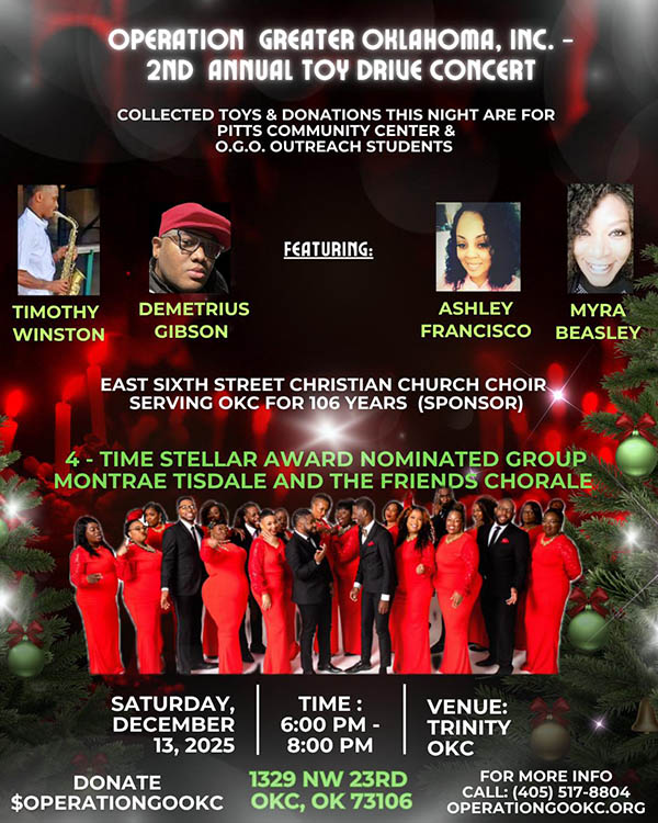Operation Oklahoma toy drive concert Dec 13th at Trinity OKC